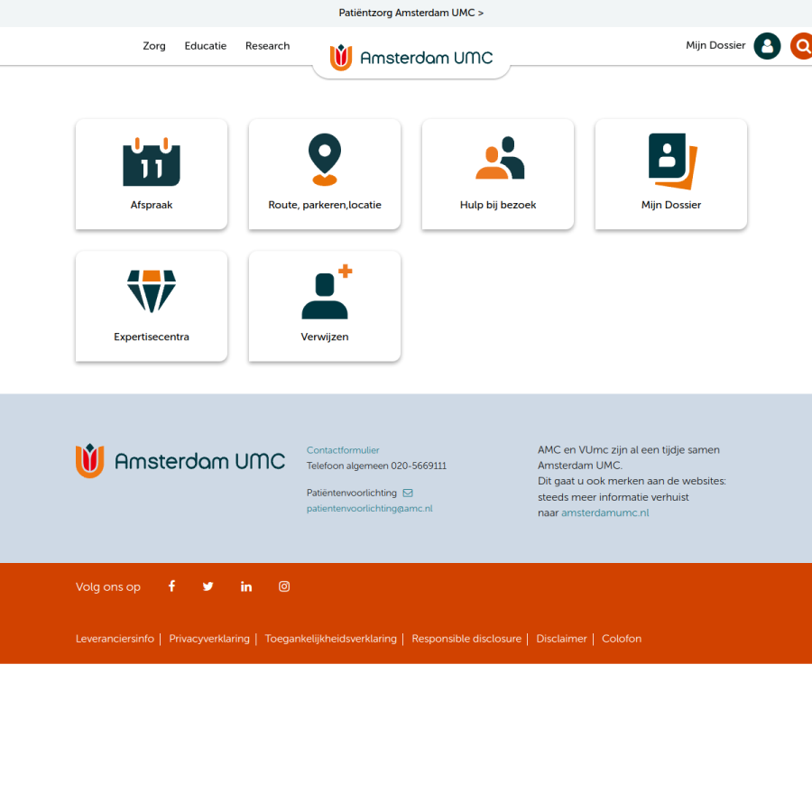 amc.nl homepage screenshot