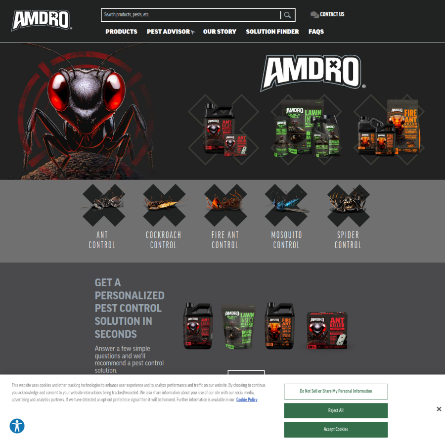 amdro.com homepage screenshot
