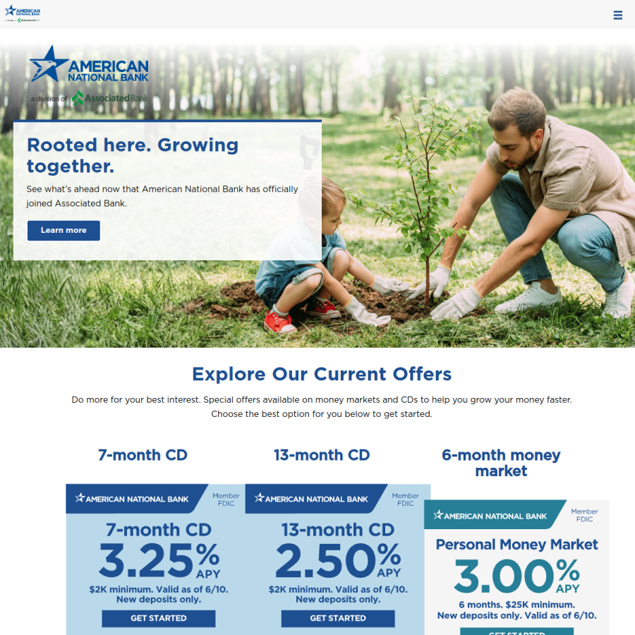 american.bank homepage screenshot