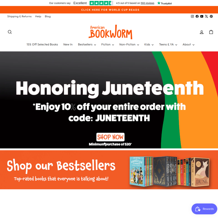 americanbookworm.com homepage screenshot