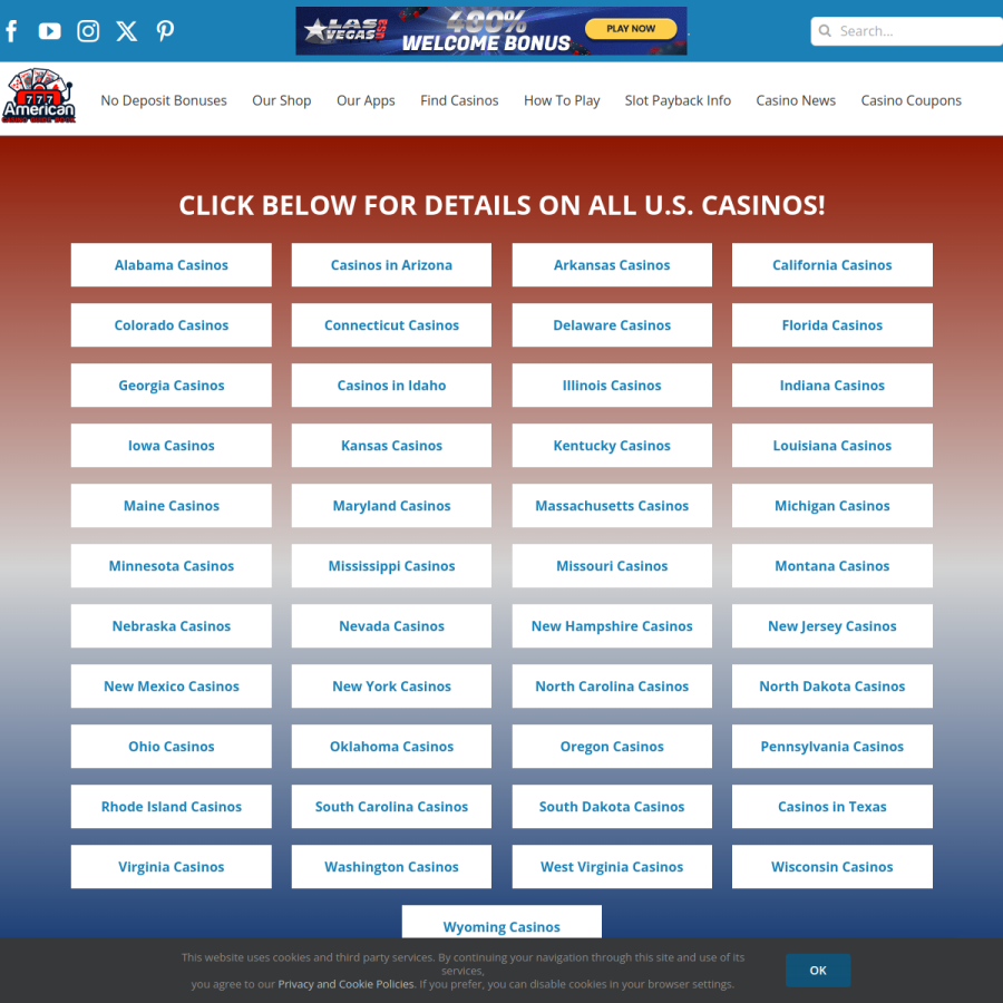 americancasinoguidebook.com homepage screenshot