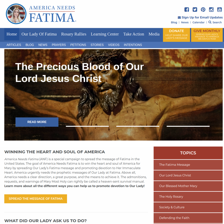 americaneedsfatima.org homepage screenshot