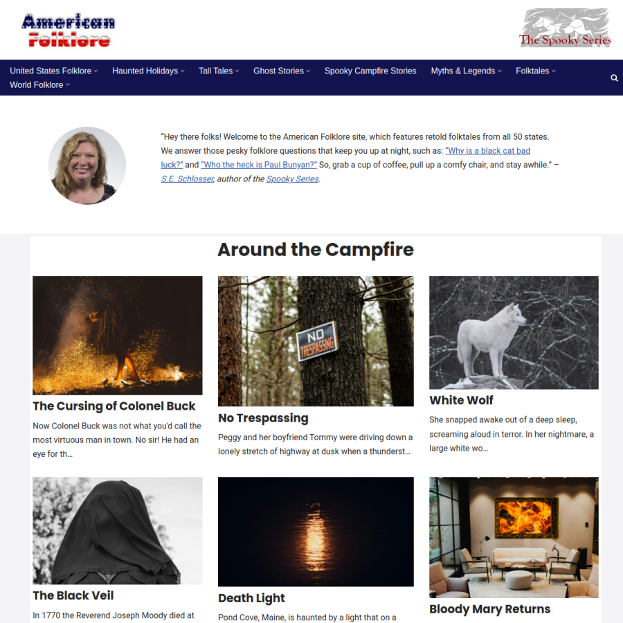 americanfolklore.net homepage screenshot