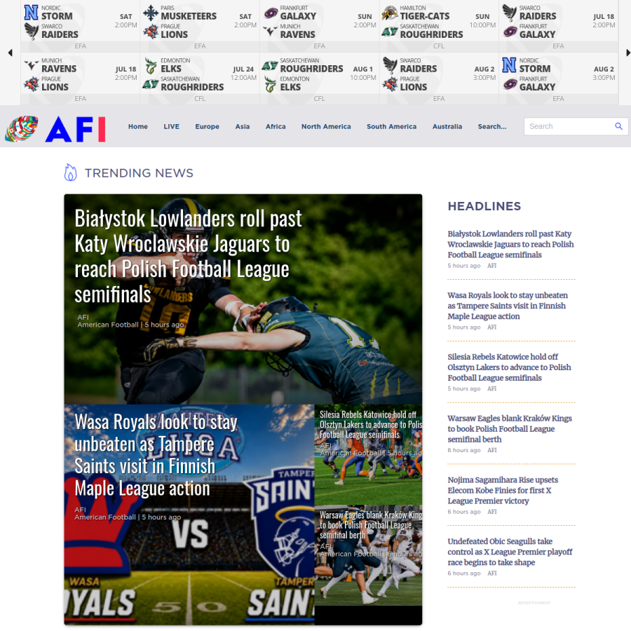 americanfootballinternational.com homepage screenshot