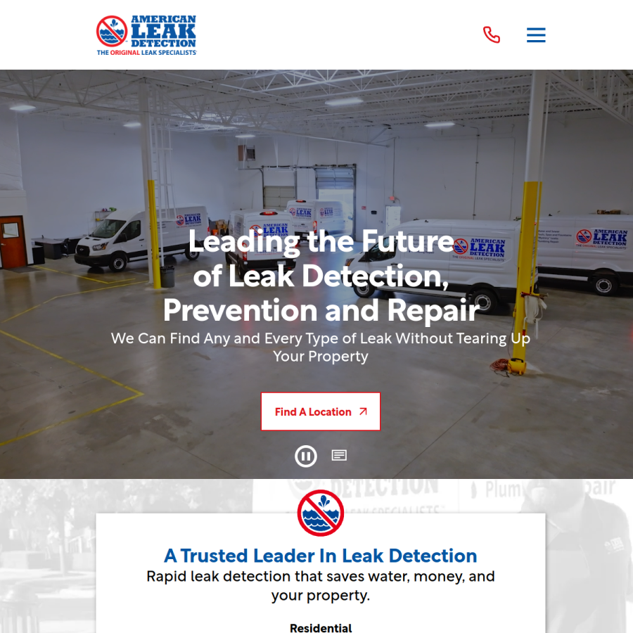 americanleakdetection.com homepage screenshot