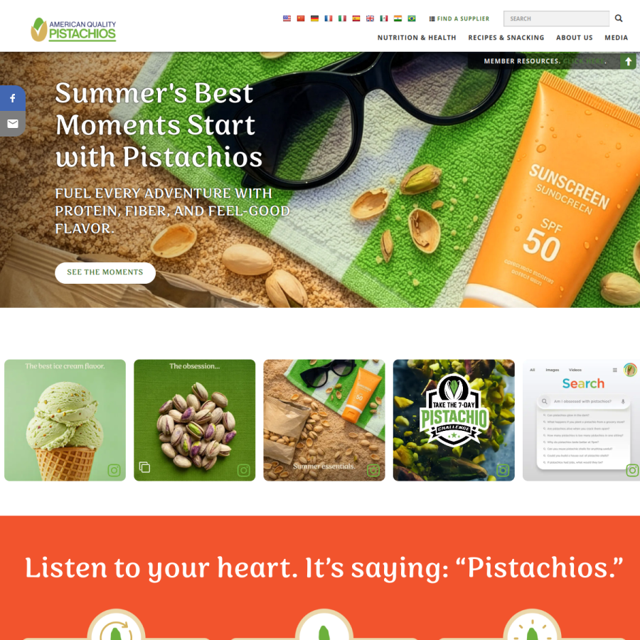 americanpistachios.org homepage screenshot