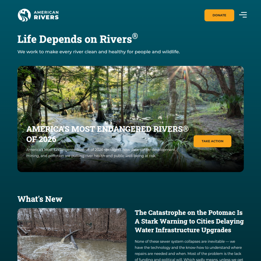 americanrivers.org homepage screenshot