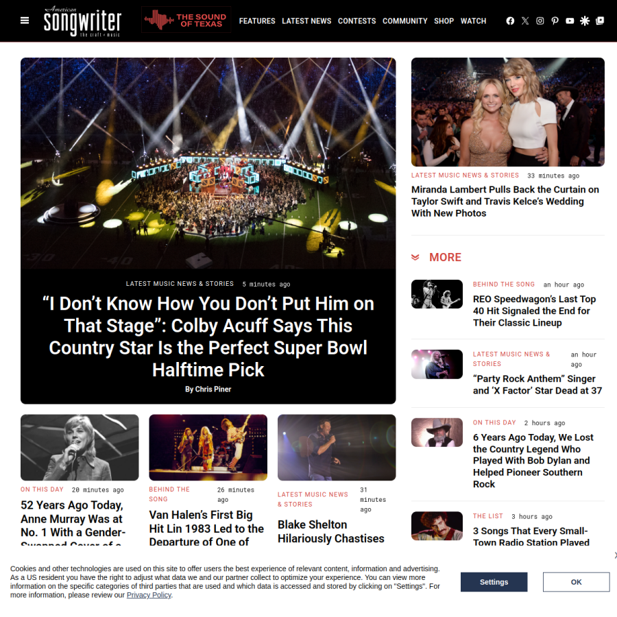 americansongwriter.com homepage screenshot