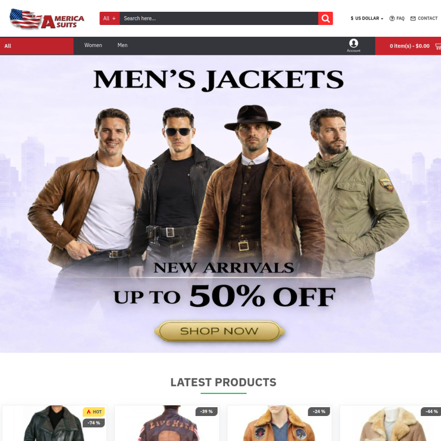 americasuits.com homepage screenshot