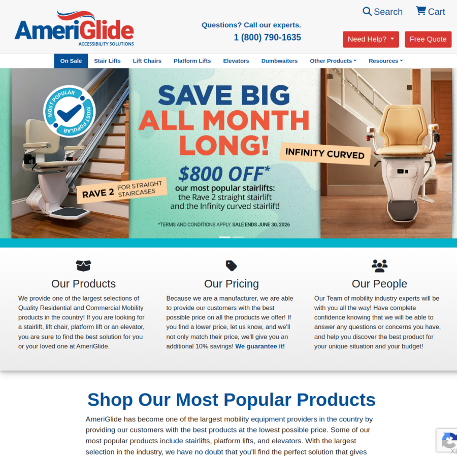 ameriglide.com homepage screenshot