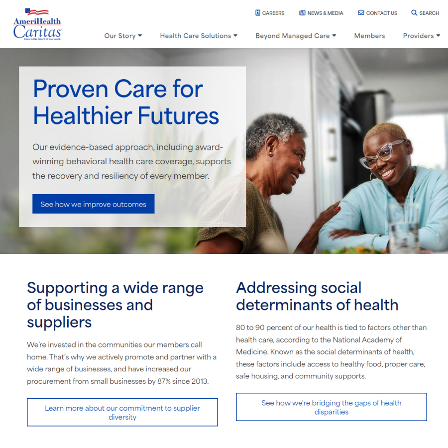 amerihealthcaritas.com homepage screenshot