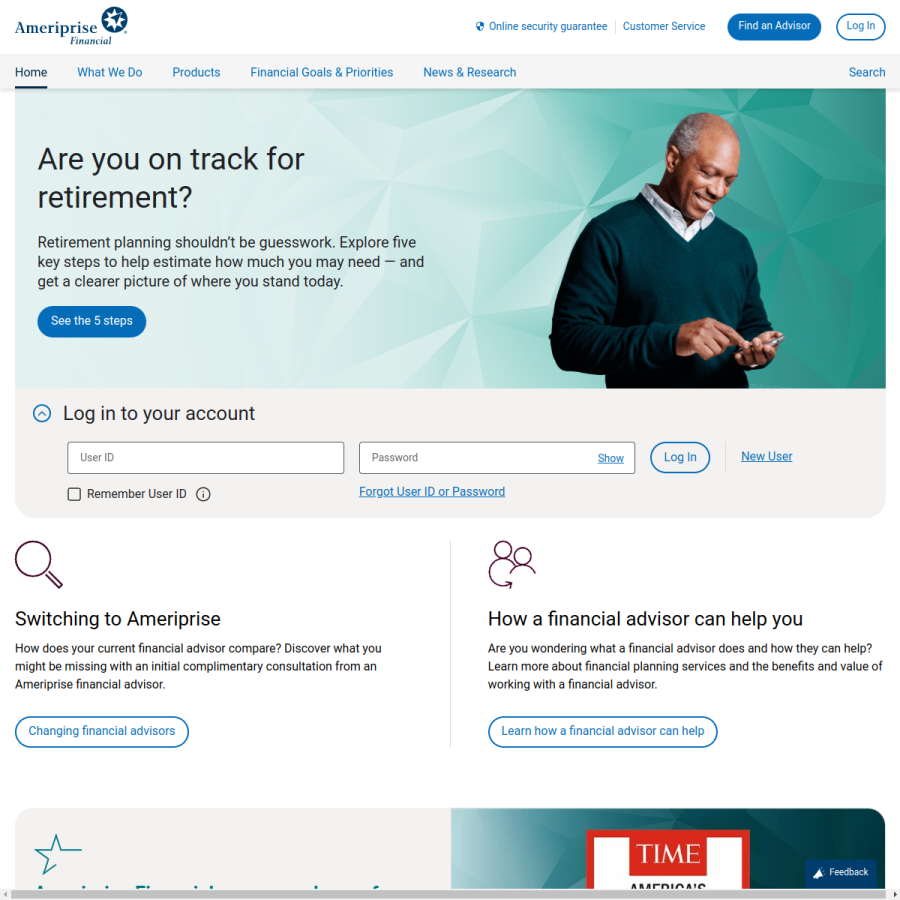 ameriprise.com homepage screenshot