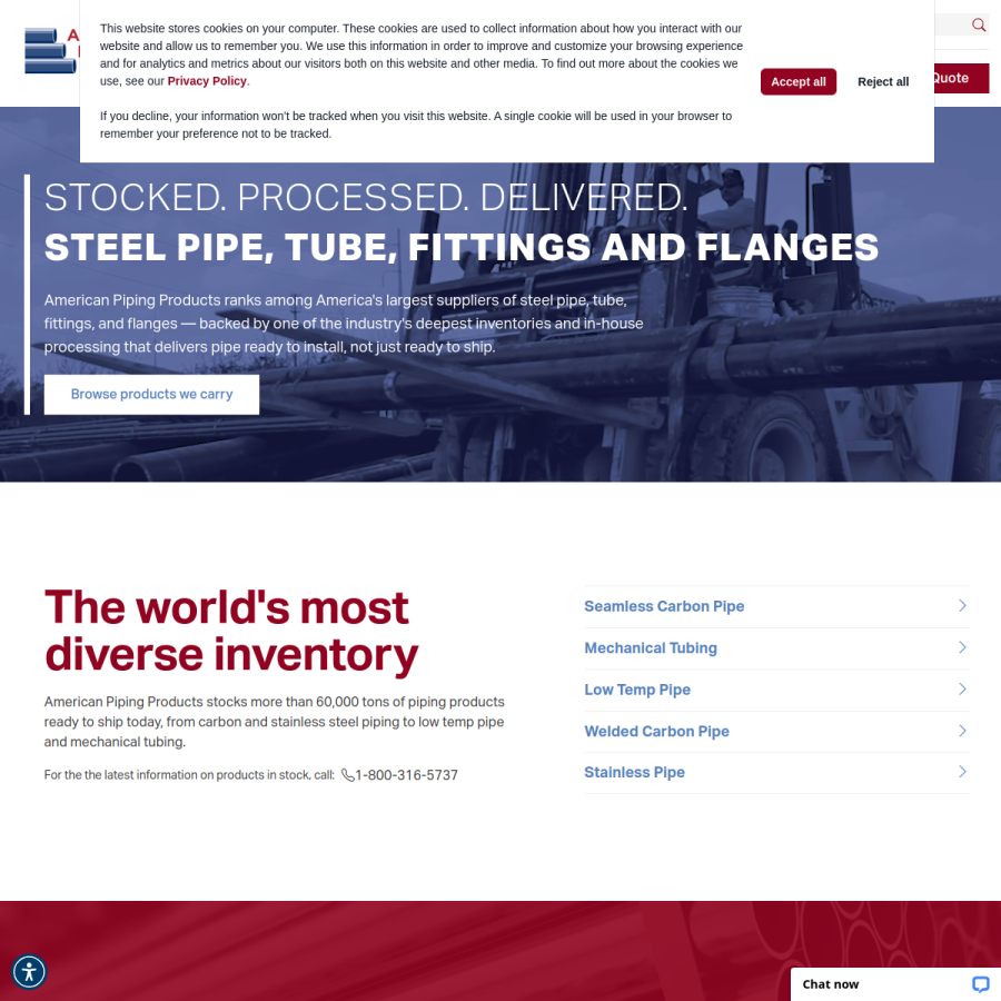 amerpipe.com homepage screenshot