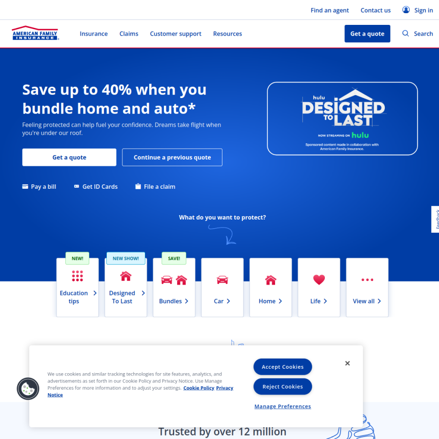 amfam.com homepage screenshot