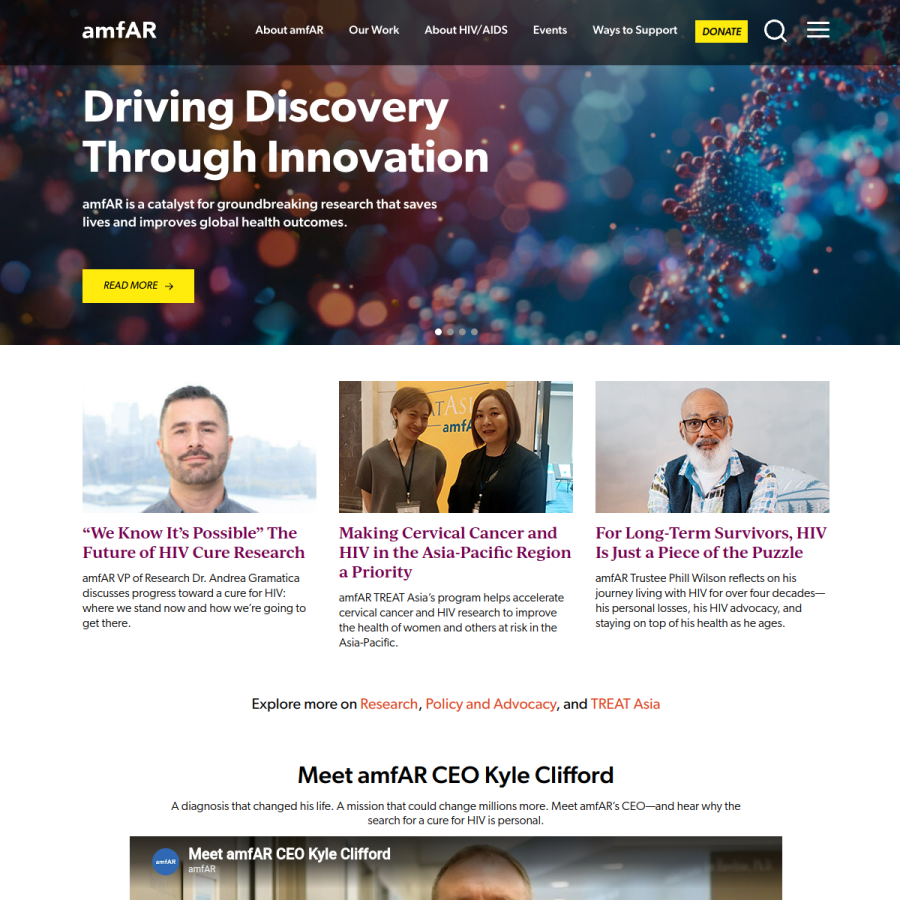 amfar.org homepage screenshot