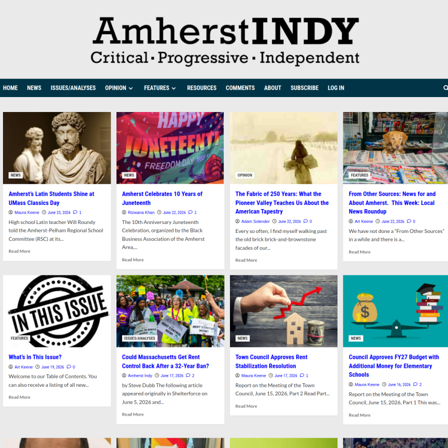 amherstindy.org homepage screenshot