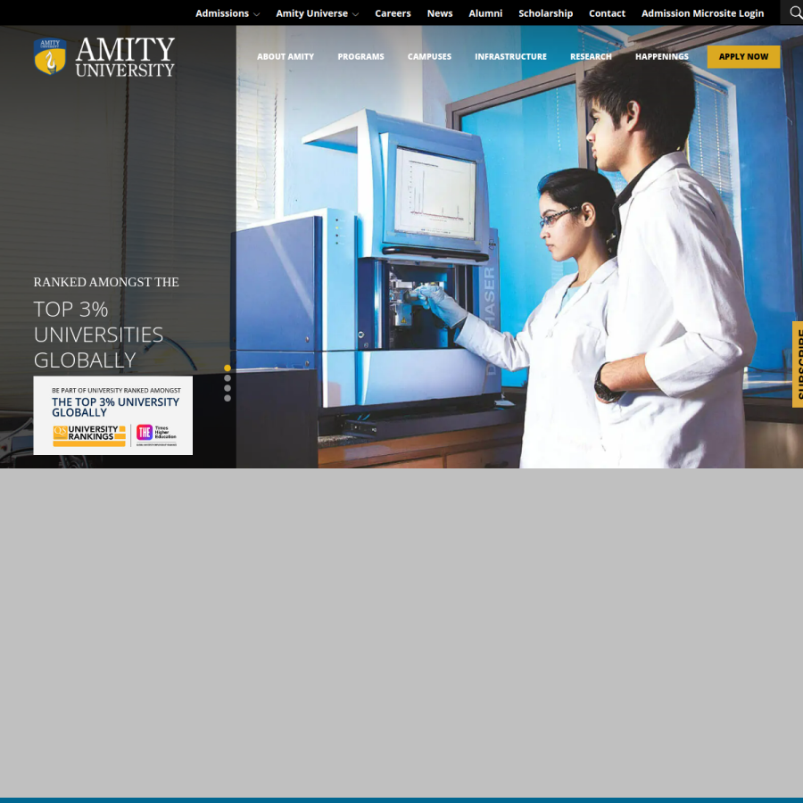 amity.edu homepage screenshot