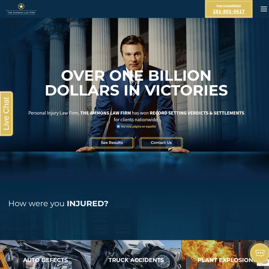 ammonslaw.com homepage screenshot