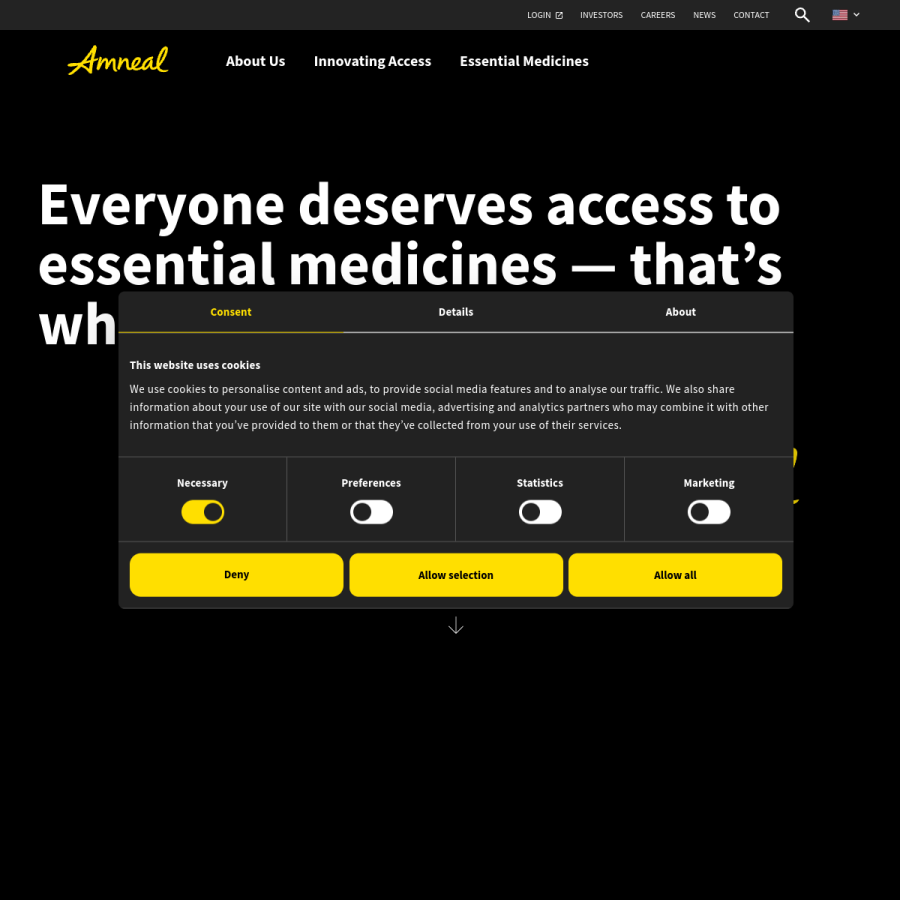 amneal.com homepage screenshot