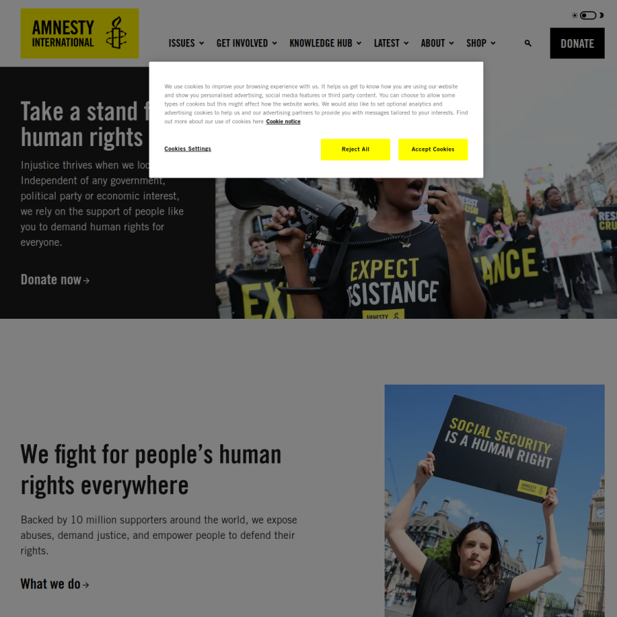 amnesty.org.uk homepage screenshot