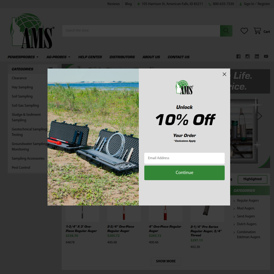 ams-samplers.com homepage screenshot