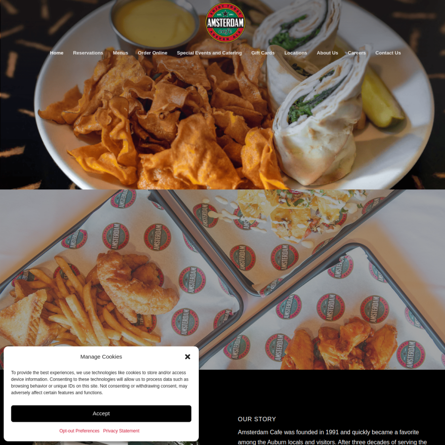 amsterdamcafe.com homepage screenshot