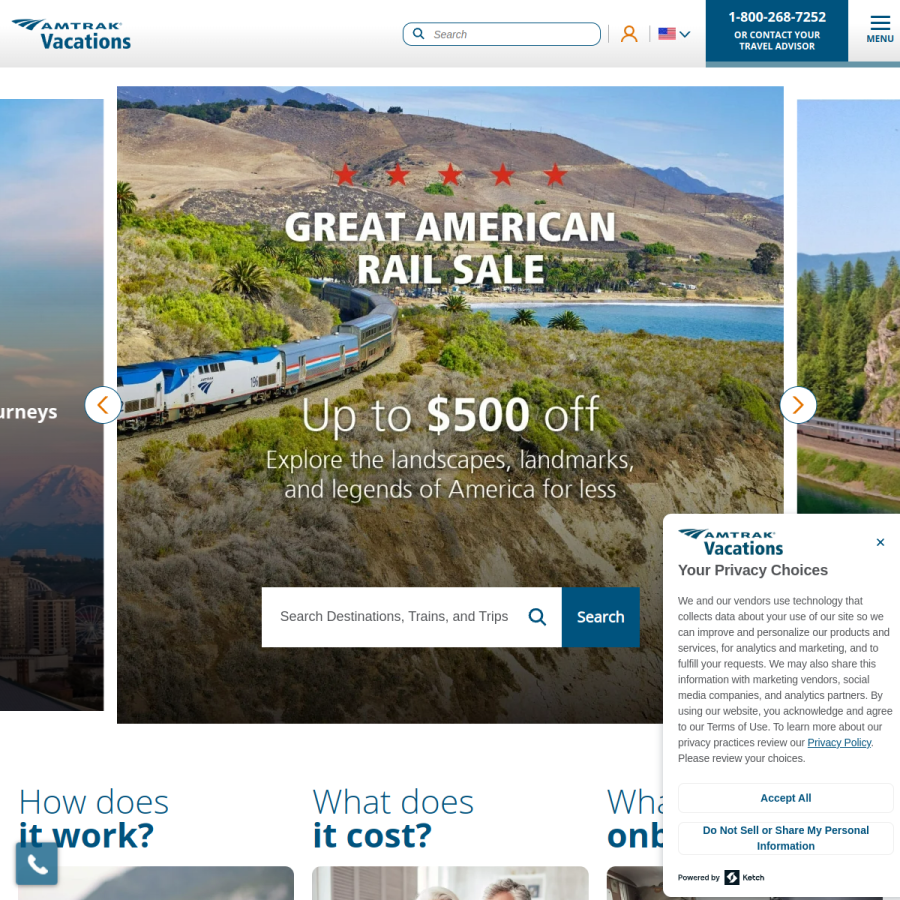 amtrakvacations.com homepage screenshot
