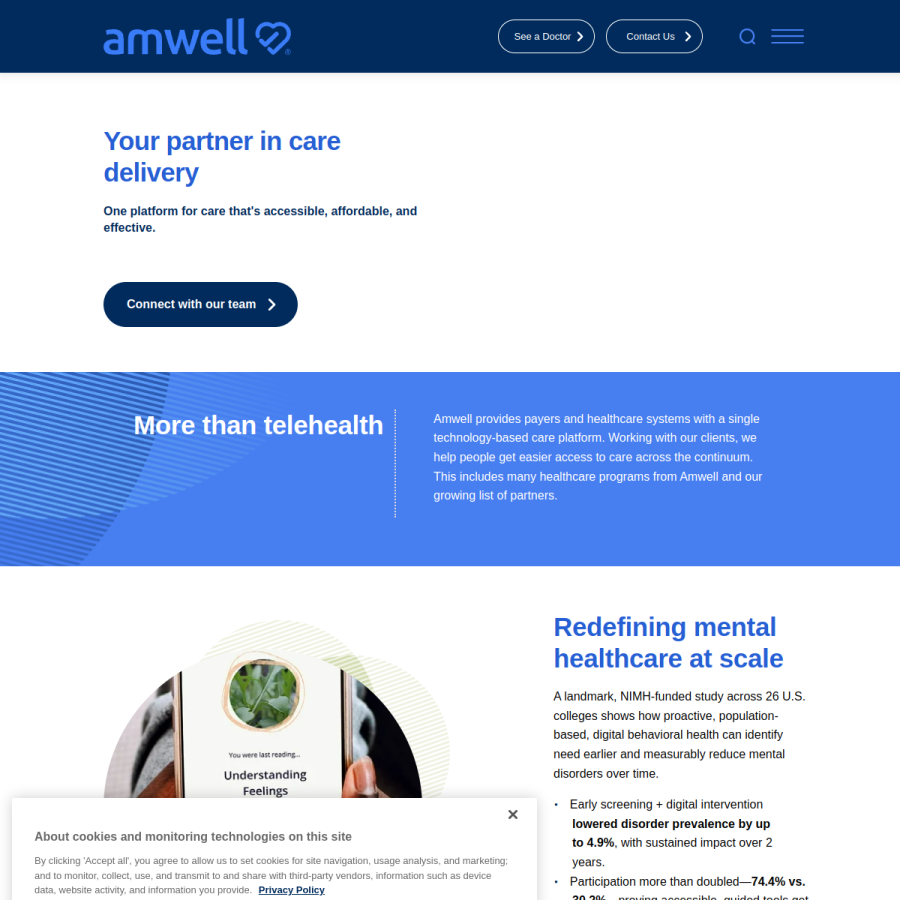 amwell.com homepage screenshot