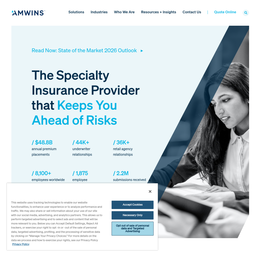 amwins.com homepage screenshot