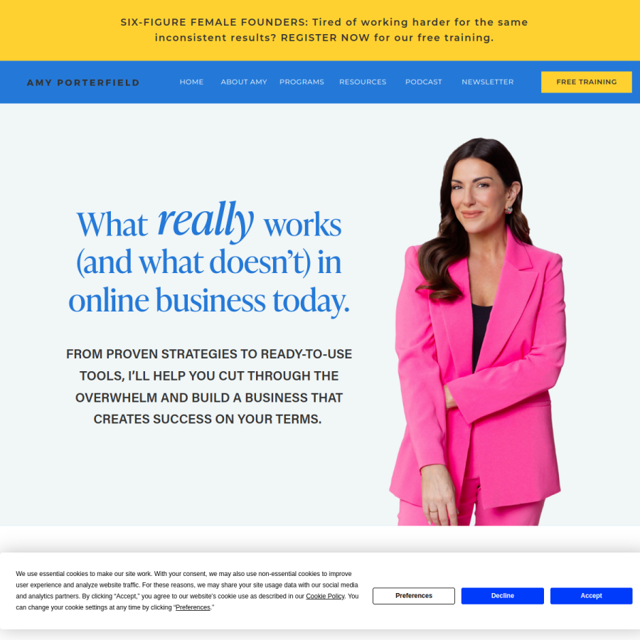 amyporterfield.com homepage screenshot