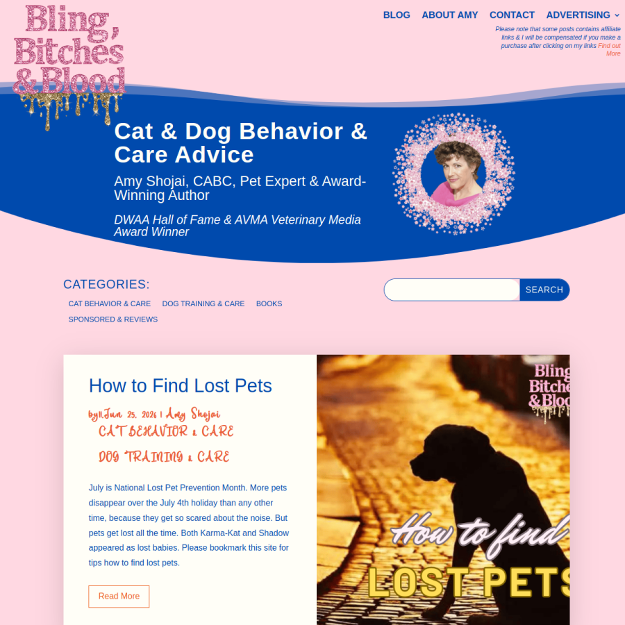 amyshojai.com homepage screenshot