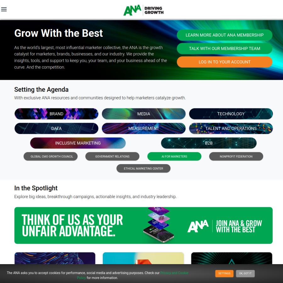 ana.net homepage screenshot