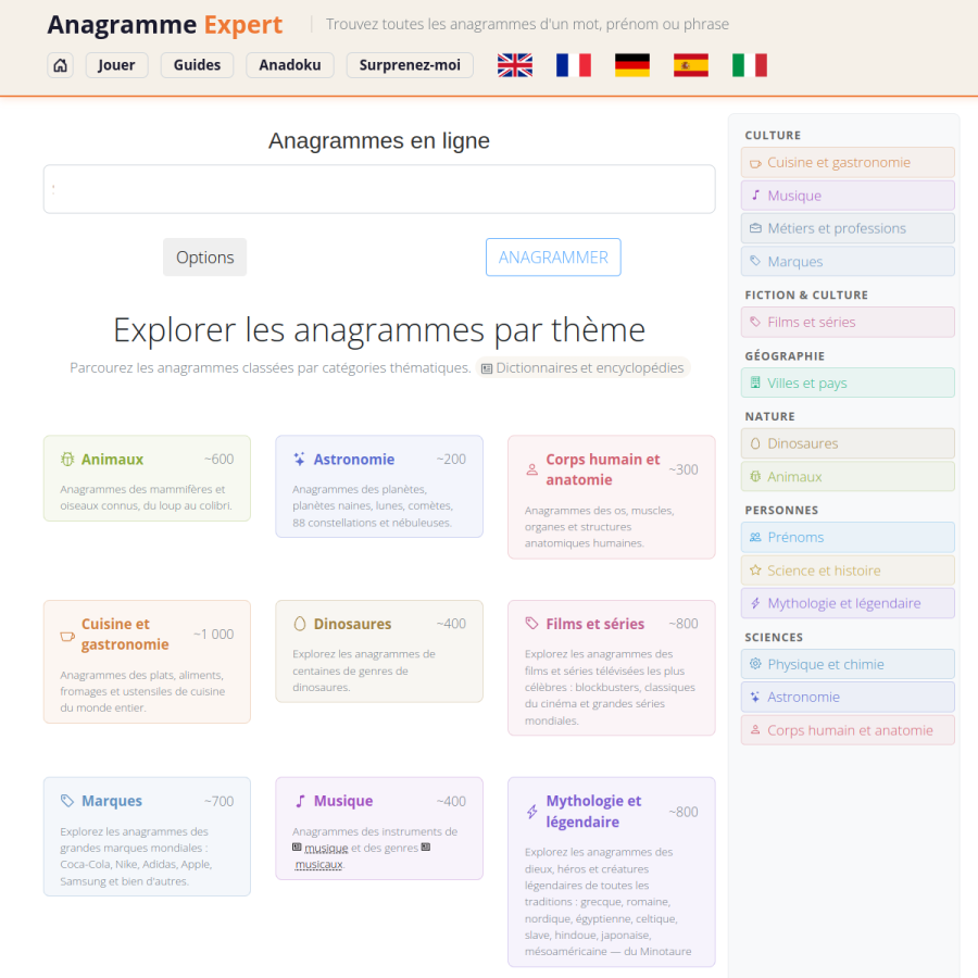 anagramme-expert.com homepage screenshot