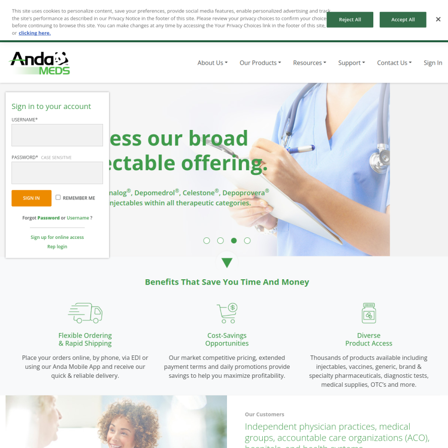 andameds.com homepage screenshot