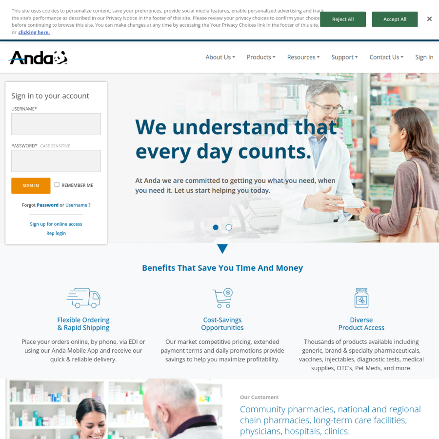 andanet.com homepage screenshot