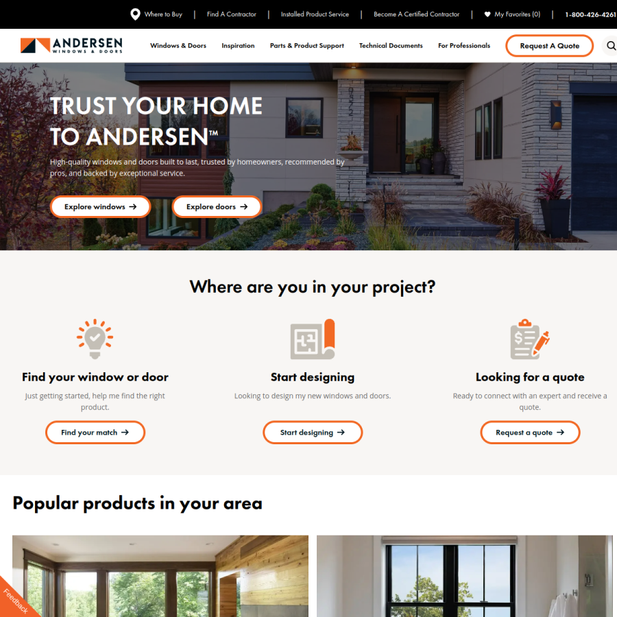 andersenwindows.com homepage screenshot