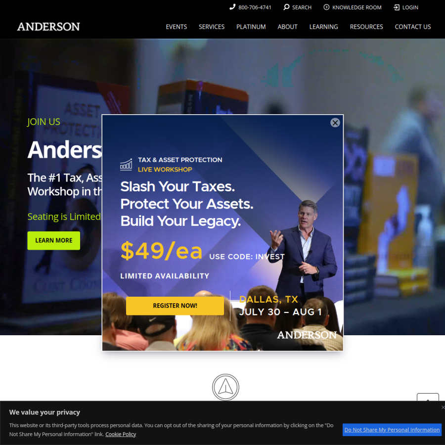 andersonadvisors.com homepage screenshot