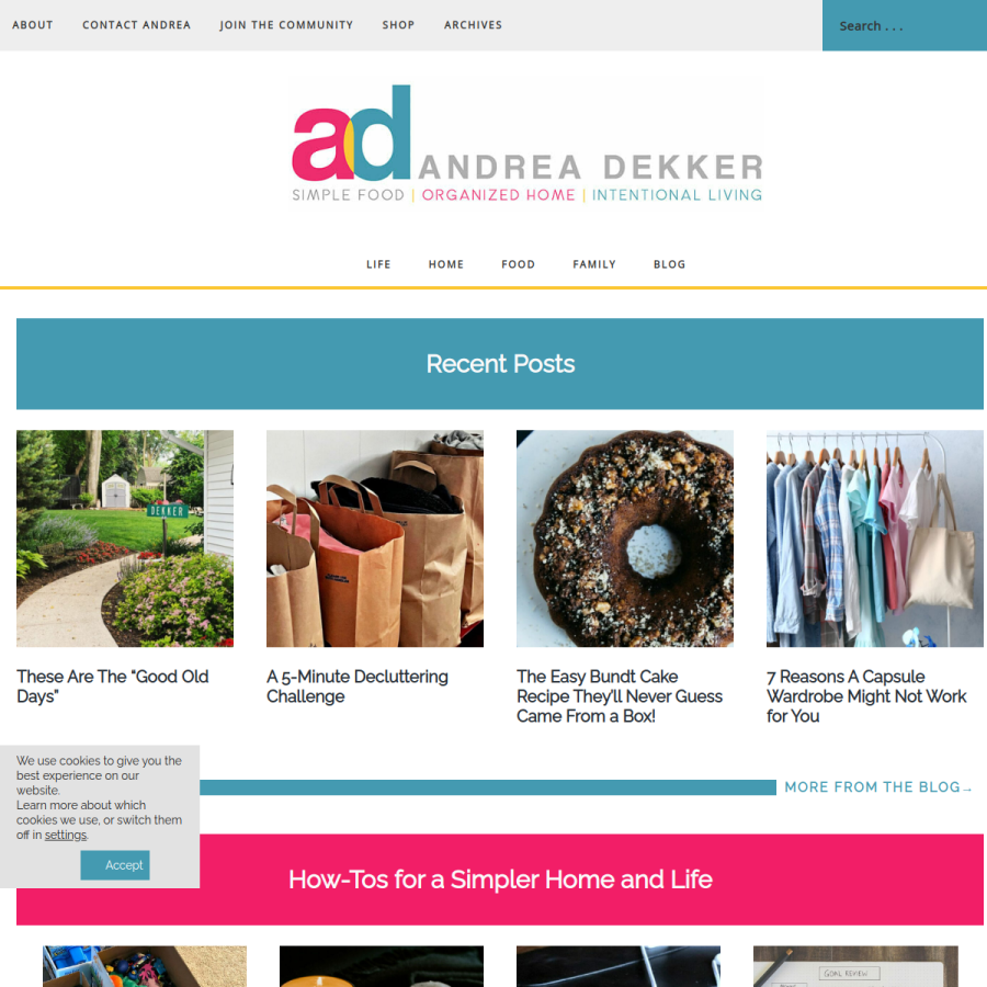 andreadekker.com homepage screenshot