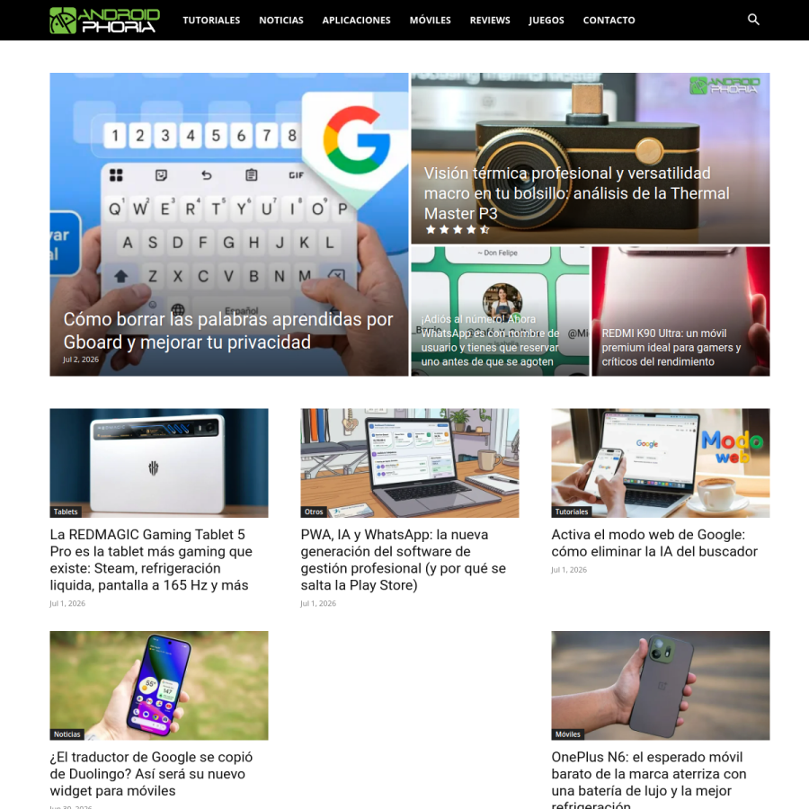 androidphoria.com homepage screenshot