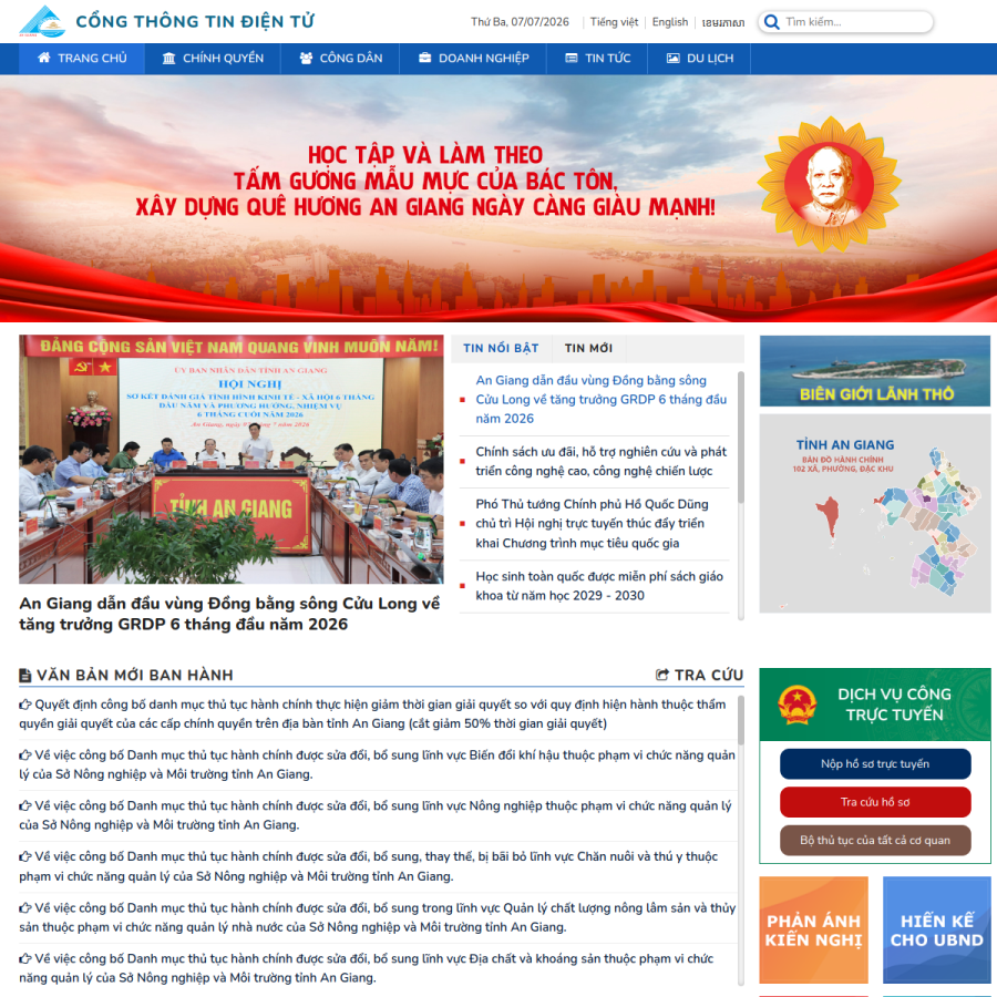 angiang.gov.vn homepage screenshot