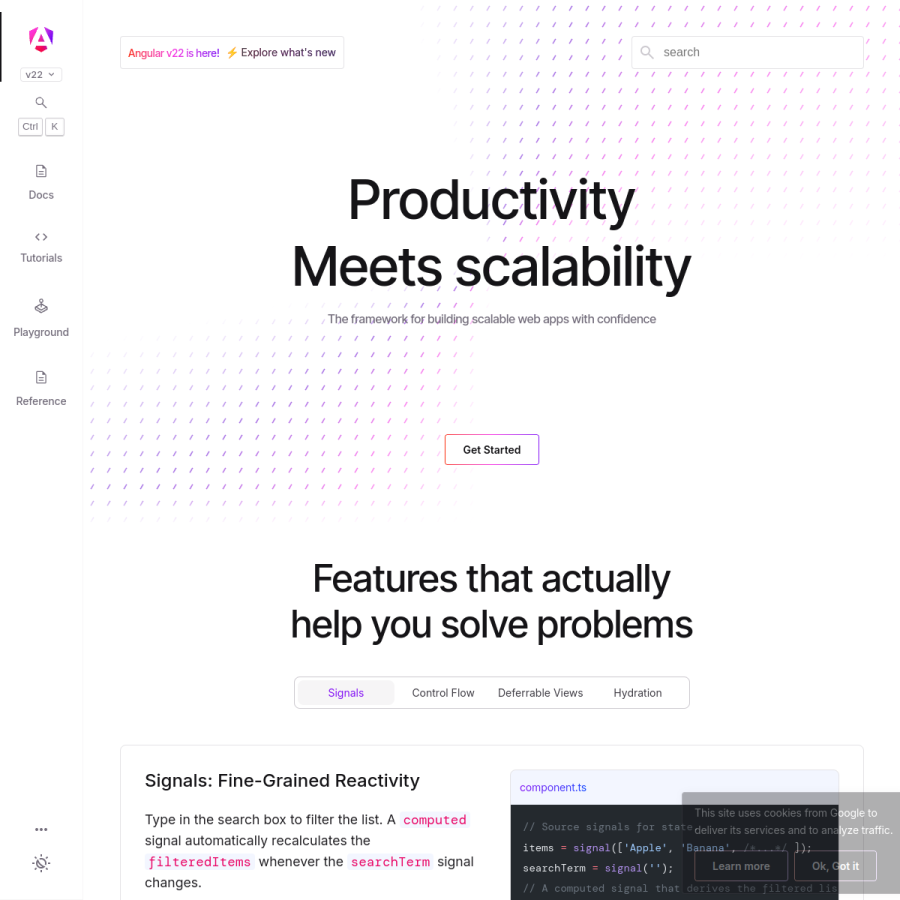 angular.dev homepage screenshot