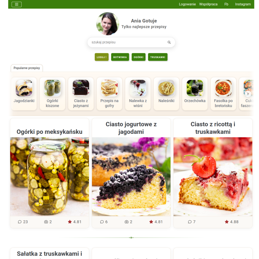 aniagotuje.pl homepage screenshot