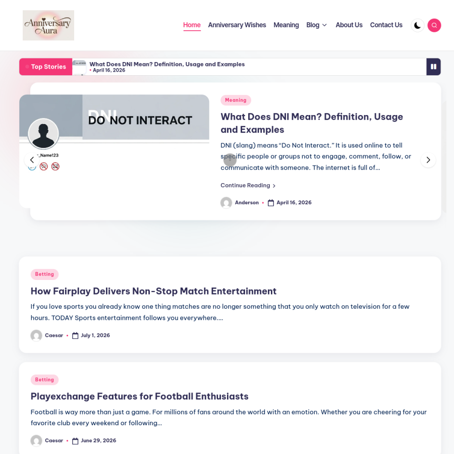 anniversaryaura.com homepage screenshot