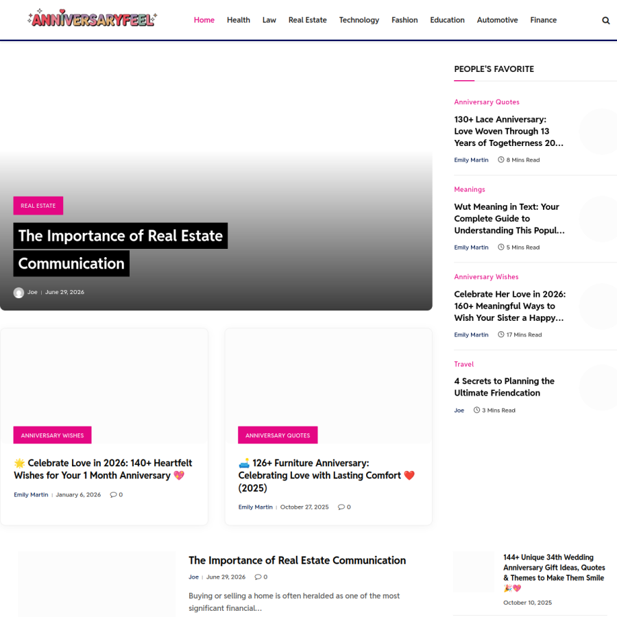 anniversaryfeel.com homepage screenshot