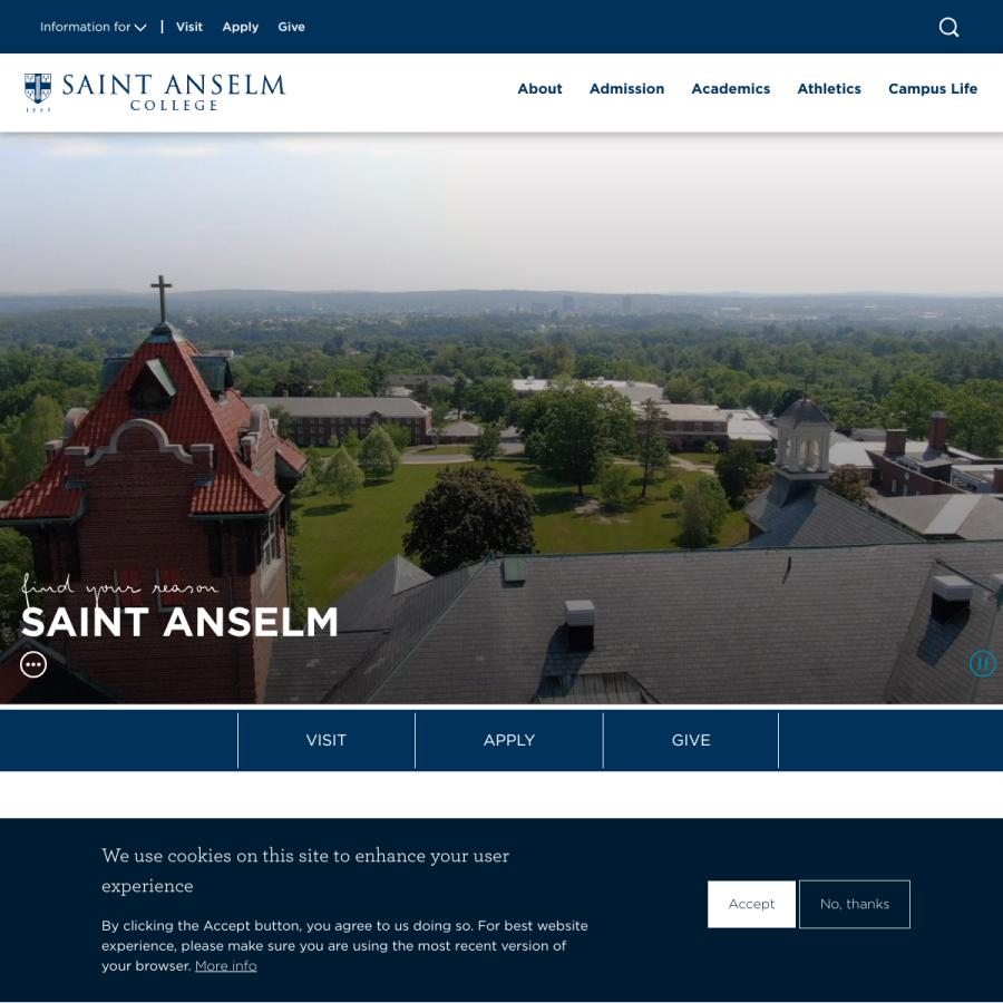 anselm.edu homepage screenshot