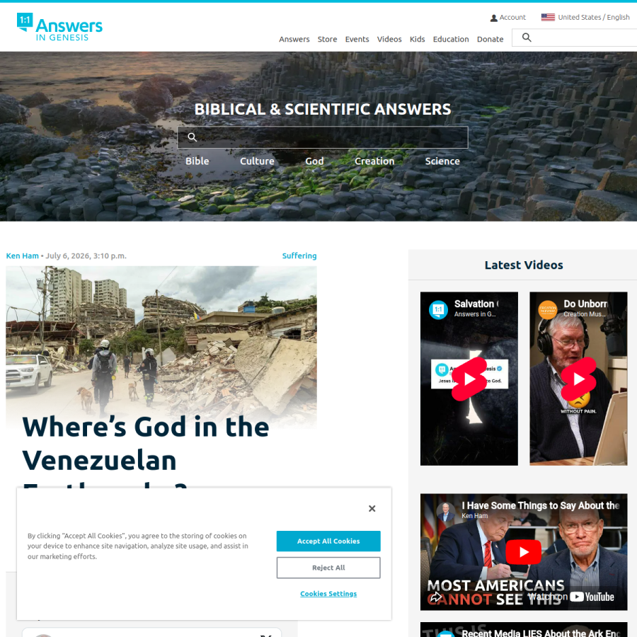 answersingenesis.org homepage screenshot