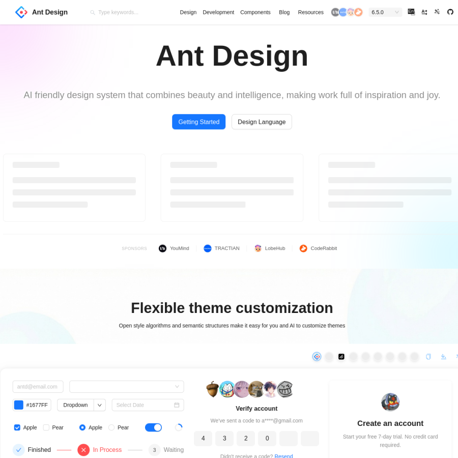 ant.design homepage screenshot