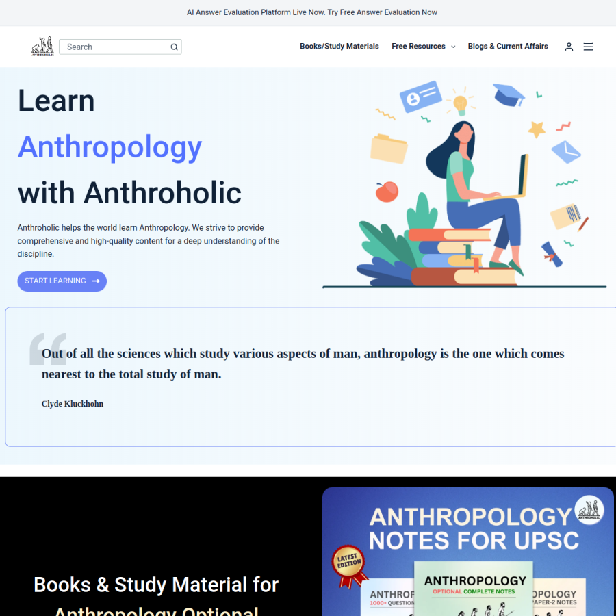 anthroholic.com homepage screenshot