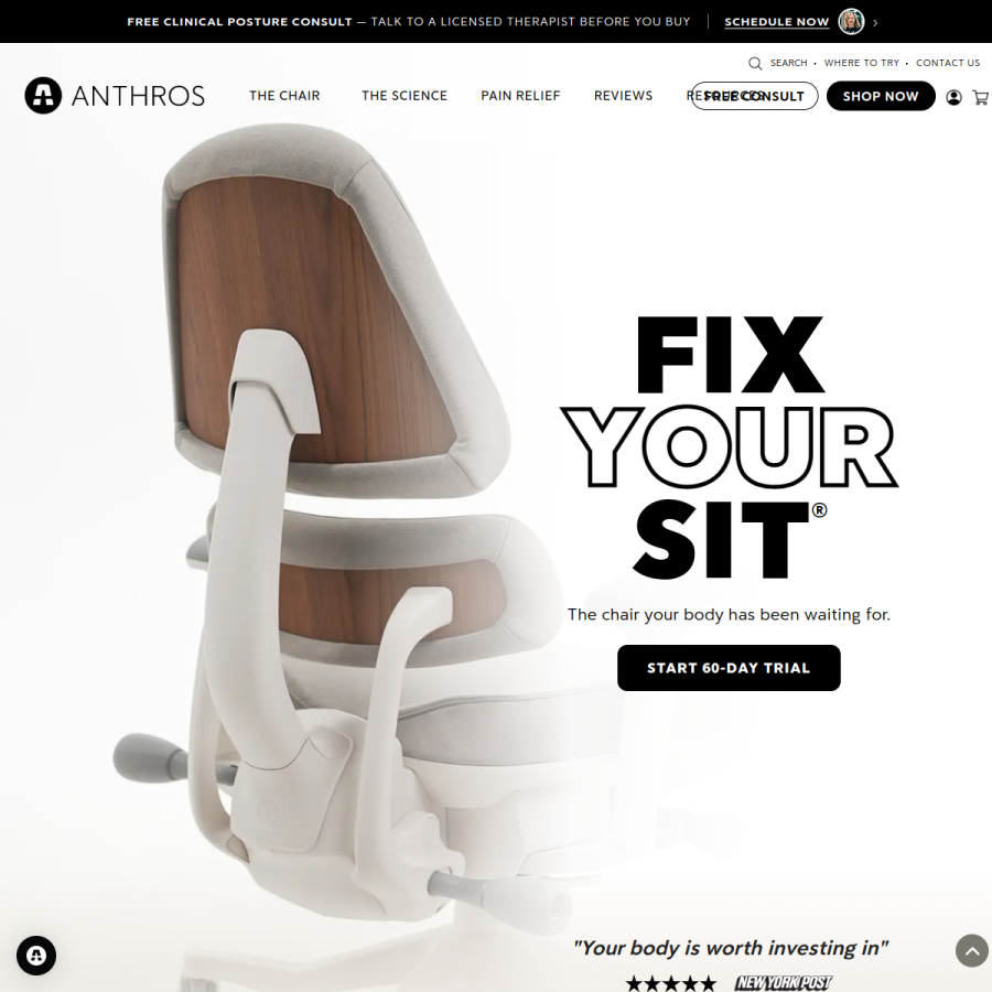 anthros.com homepage screenshot