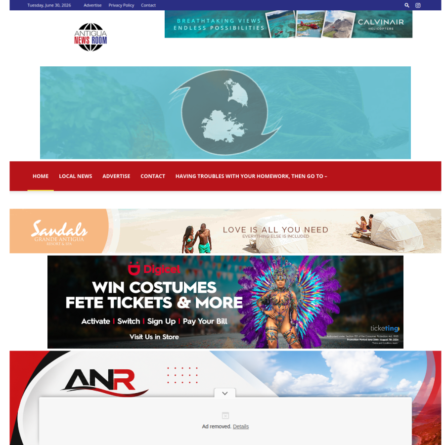 antiguanewsroom.com homepage screenshot
